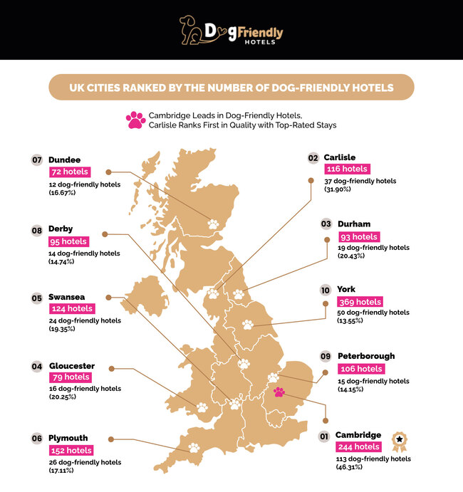 New Study Unveils Cambridge as the UK’s Top City for Dog-Friendly Hotels in 2024