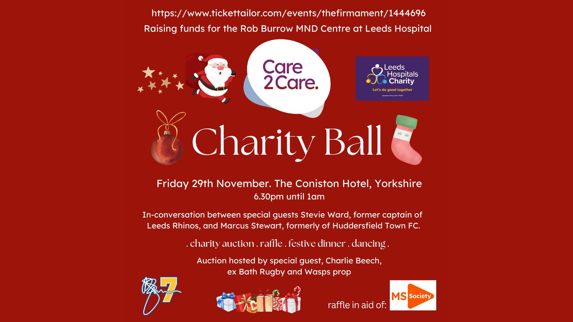 BRADFORD CARE COMPANY RAISING FUNDS FOR ROB BURROW MND CENTRE WITH STAR-STUDDED CHRISTMAS BALL